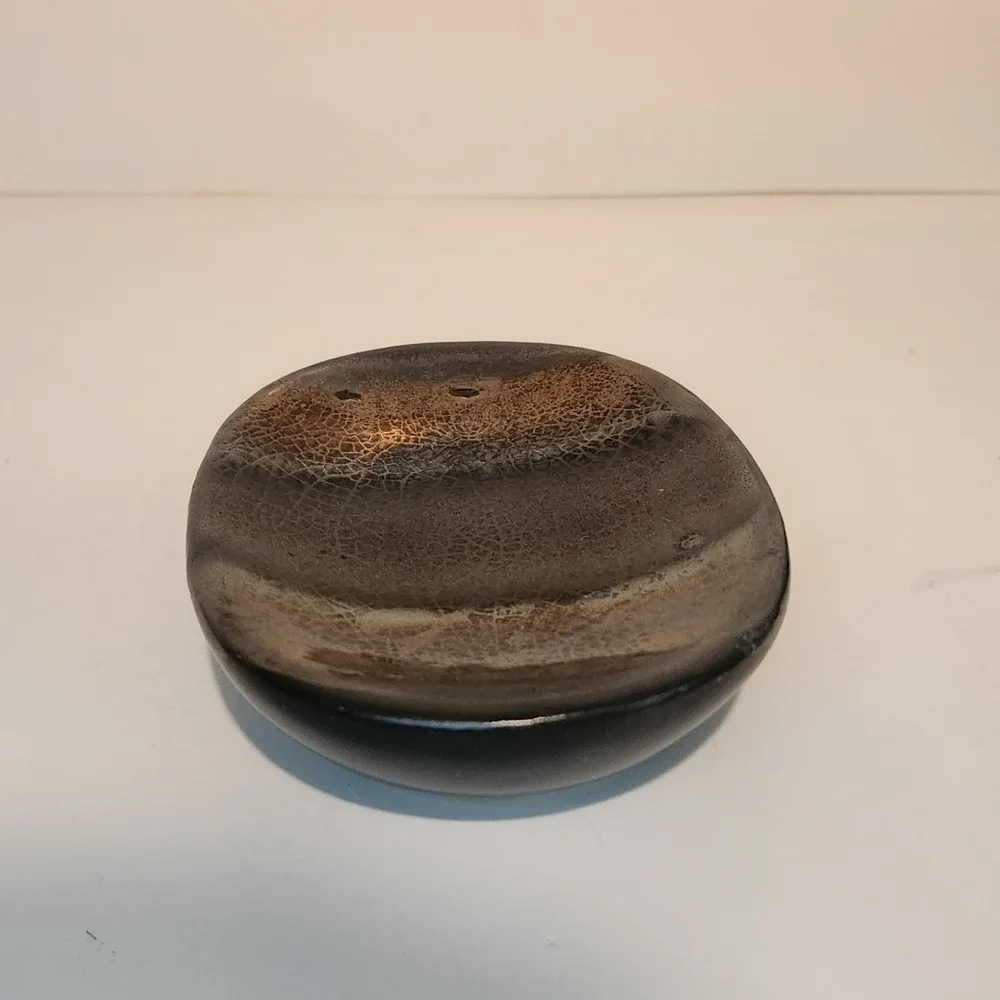 Ceramic Bronze/Brown Painted and Glazed Soap Dish